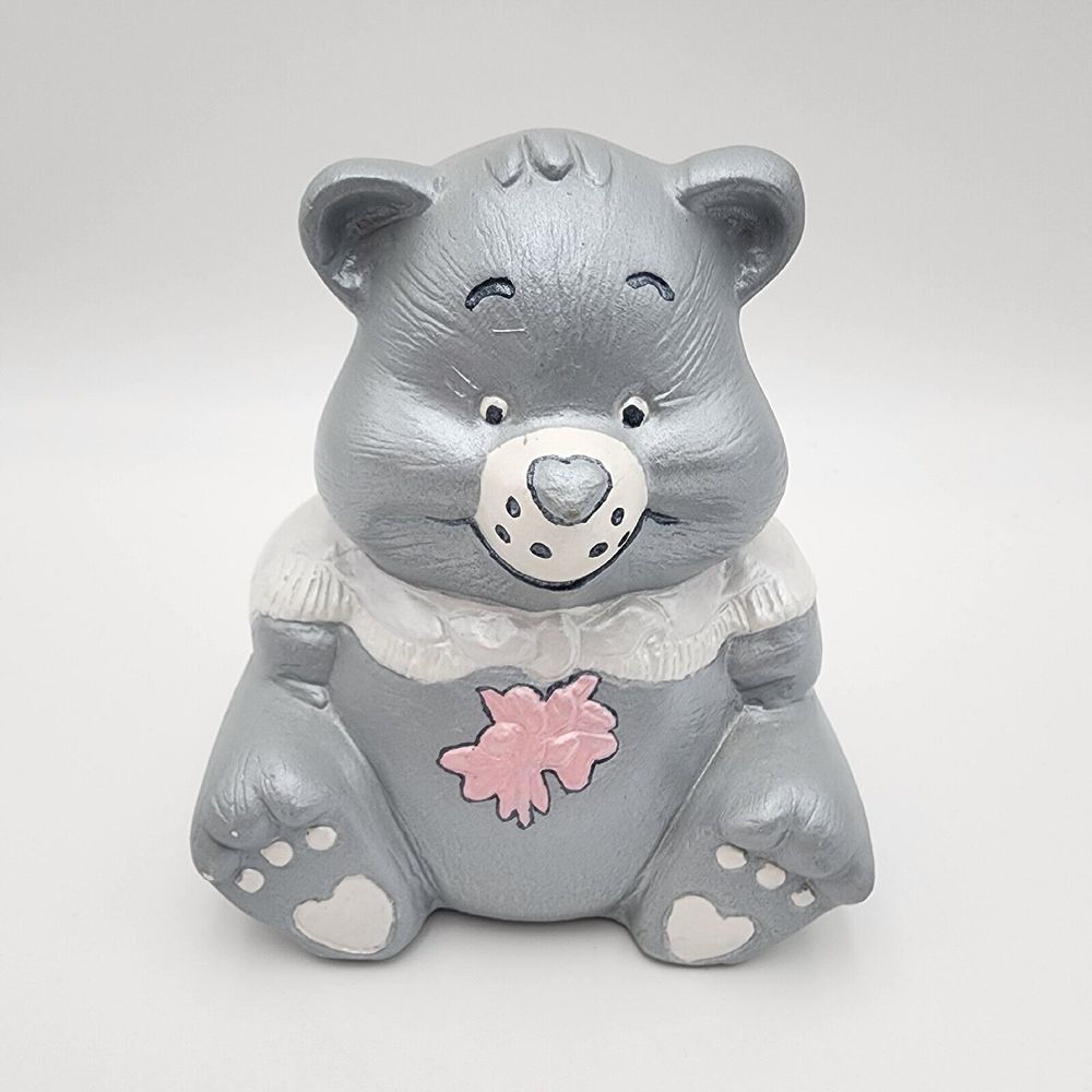 Care Bear Grams Bear Vintage Ceramic‎ 5' Coin Piggy Bank Vintage Gray RARE